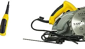 STANLEY SRR1200-IN Plunge Router 1200W 55mm Variable Speed With 6 Router Bits, 1 Year Warranty & SC16 7-1/4” 1600W Circular Saw with 24T Blade, Corded Electric