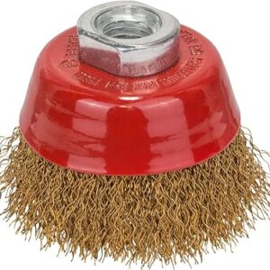 Bosch Wire Cup Brushes,Dia- 70Mm, Crimped Wire Brass Coated For Corrosion Protection, M10 And M14 Thread, For Light To Medium Duty Cleaning Of Non-Ferrous Metal Surface, Pack Of 1
