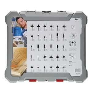 Bosch Professional 30 Pcs Router Bit Set With Mixed Bits, 6Mm Shank Bits, Suitable For Gkf 550 Plam Router And Gof 130 Router