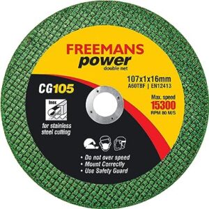 FREEMANS 4-Inch Double Net Cut off Wheels for Metal and Stainless Steel Cutting using Angle Grinder, Green – Pack of 50 Pieces