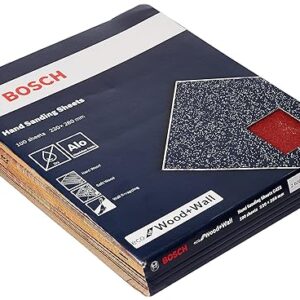 Bosch Professional Hand Sanding Sheet For Wood & Wall, 230 X 280 Mm Grit 120, Pack of 100