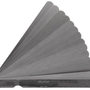 Mitutoyo 184-301S Thickness Feeler Gage Set, Straight Leaves, 0.05-1mm Thickness, 150mm Length, 13 Leaves