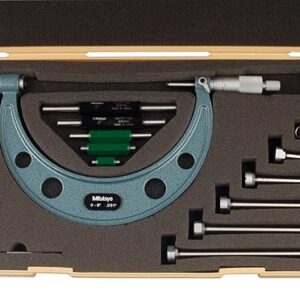 Mitutoyo 104-137, 0-6″ X .001″ Interchangeable Anvil Outside Micrometer Set, with Standards