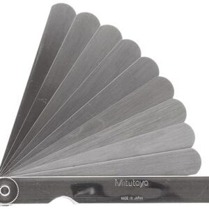 Mitutoyo 184-306S Thickness Feeler Gage Set, Straight Leaves, 0.05-0.8mm Thickness, 100mm Length, 10 Leaves