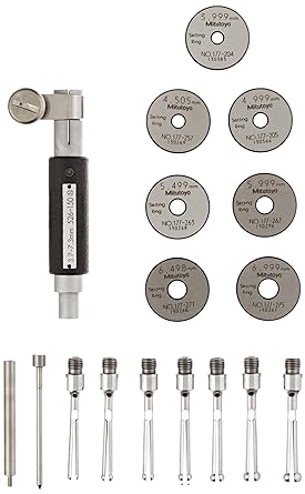 Mitutoyo 526-150 Dial Bore Gauge for Extra Small Holes, 3.7-7.3mm Range, -0.004mm Accuracy, Without Dial Gauge or Protector Cover