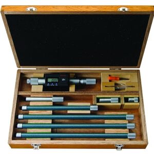 Mitutoyo 337-302 Digimatic Tubular LCD Inside Micrometer, Extension Rod Type, 200-1500mm Range, 0.001mm Graduation, -0.039mm Accuracy, 7 pcs Extension Rods