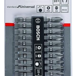 Bosch Professional Extra Hard, Double Ended Screwdriver Bits, Type Ph2-Sl, Length 65mm, Grey, Pack Of 10