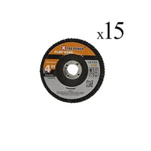 Xtra-Power 18100 Flap Disc 4" - 110 mm x 1.8 mm x 20 mm (Black, Pack of 15)