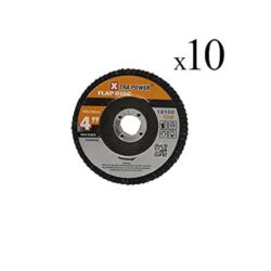 Xtra-Power 18100 Flap Disc 4″ – 110 mm x 1.8 mm x 20 mm (Black, Pack of 10)