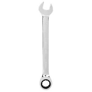 KROST TCr Chromium Stainless Steel Reversible Ratcheting Wrench Ratchet Socket Hand Spanner Nut Tool, 15mm, Silver