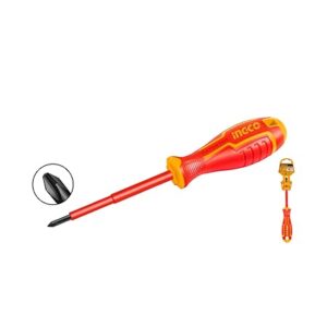 INGCO Insulated Screwdriver, PH2×100,1000V, VDE Certification, for the Maintenance of Circuits, Home Decoration, Toy Care