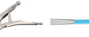 Taparia 1641N-10 Curved Jaw Vice Grip Plier & 102 Steel (16mm) Cutting Edge Octagonal Chisel (Blue and Silver) Combo