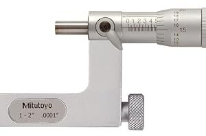 Mitutoyo 117-108 Uni-Mike, Friction Thimble, 1-2″ Range, 0.0001″ Graduation, -0.0002″ Accuracy