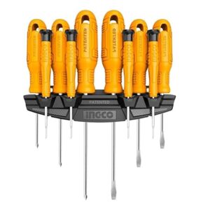 10Pc Magnetic Screwdriver Set Round Blade Screwdriver Set With Custom Ergonomic Handle Design Resistant CR-V Steel (10 Pcs)