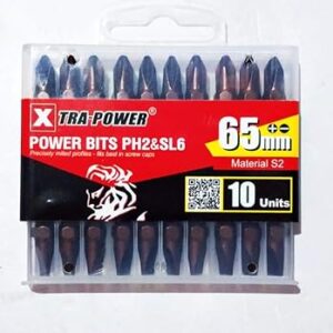 XTRA POWER Double Ended Bit Set PH2/PSL6, (Pack of 10PCS)