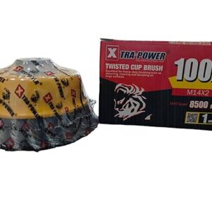 Xtra Power Twisted Cup Brush 4 Inch X M14 Thread to Remove Rust/Paint/Polishing/Concrete with Angle Grinder