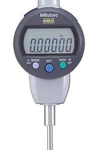 Mitutoyo 543-472B Absolute Digimatic Indicator, ID-C Standard Type, #4-48 UNF Thread, 3/8″ Stem Dia., Flat Back, 0-1″ (0-25.4mm) Range, 0.00005″ (0.001mm) Resolution, +/-0.0001″ Accuracy, Meets IP42 Specifications