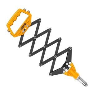 INGCO 32 Inch Folding Hand Riveter, Pop Rivet Gun Single Pull Action Riveter Fast Riveting Folding Extending Rivet Gun Suitable for Stainless Steel Rivets, Applicable Rivet Size: 3.2mm, 4mm, 4.8mm, 6mm, 6.4mm