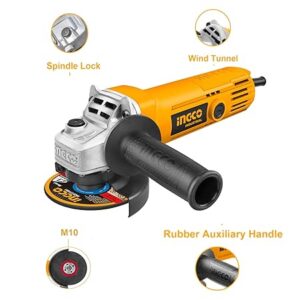 INGCO Angle Grinder, 100mm | 710W | 11000 RPM Power Grinder, Electric Metal ​Grinder with 1pcs Auxiliary Handle