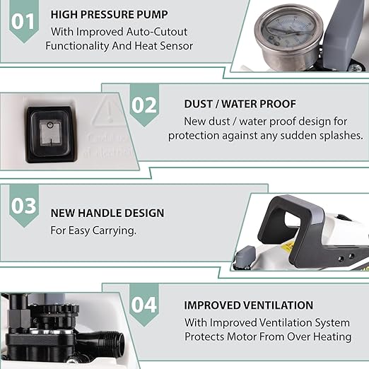 KROST 2500 Watt, Pressure 220 BAR Washer High Pressure Pump with 25mtr Pipe,Heavy Duty Deep-Cleaner Washing Machine for Cars, Bikes, Floor & Home | Copper Winding (Pressure Washer with 75FT Pipe) - Image 4