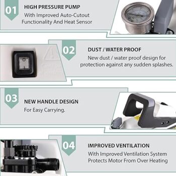 KROST 2500 Watt, Pressure 220 BAR Washer High Pressure Pump, Flow Rate 10L/Min, Heavy Duty Deep-Cleaner Washing Machine for Cars, Bikes, Floor & Home | Copper Winding (Pressure Washer) - Image 3