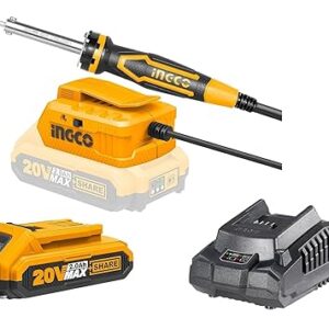 INGCO 20V Lithium-ion Soldering Iron, With a Battery & a Charger 40W Soldering Gun for DIY, Reparation Guitars, Watches, Wires, Mobile Devices, Computer Hardware, TV Capacitors or Accessories