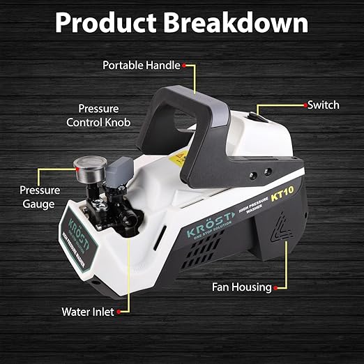 KROST 2500 Watt, Pressure 220 BAR Washer High Pressure Pump with 25mtr Pipe,Heavy Duty Deep-Cleaner Washing Machine for Cars, Bikes, Floor & Home | Copper Winding (Pressure Washer with 75FT Pipe) - Image 5