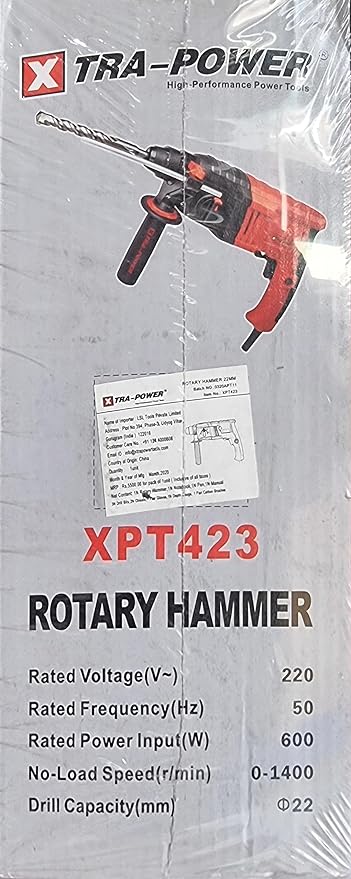 Xtra Power Rotary Hammer Drill 22MM 600W XPT423 RED and Black 1400RPM - Image 6