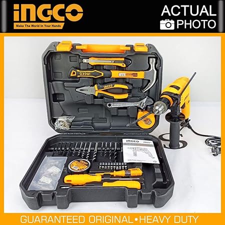 INGCO Drilling Machine Kit, 115 Pcs Tools Set, Drill Tool Kits HKTHP11151,Heavy Duty Impact Drill Machine, 1 Pcs 680W Impact Drill (ID6808),220-240V~50/60Hz,13 millimeters key chuck - Image 3
