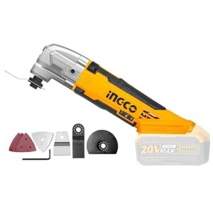 INGCO Cordless Multi-Tool Lithium-Ion Compact 20V DIY Oscillating Multi-Tool with 8Pcs Accessory Kit (Body only) for Cutting/Sawing/Polishing/Grinding