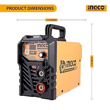 INGCO ING-MMA1602 Inverter MMA Welding Machine LCD Display 240V IGBT Technology Electric Welder with Electrode Holder Earth Clamp Wire Brush Hemet & Cable - Black/Orange - Image 3