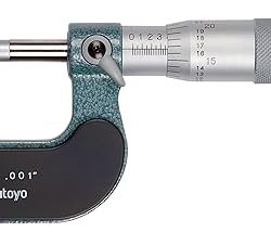 Mitutoyo 123-125, 0-1″ X .001″ Disk Micrometer.787 Dia. Disks, Ratchet, Rotating Spindle