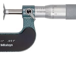 Mitutoyo 123-125, 0-1″ X .001″ Disk Micrometer.787 Dia. Disks, Ratchet, Rotating Spindle