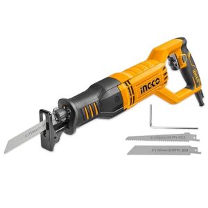 INGCO Reciprocating Saw, 750W,3300rpm,SDS Tool-Free Blade Change Chuck, Variable Speed Control, Lock-On, with 2 Saw Blade, Reciprocating Saw Machine for Wood, Steel, Plastic, Aluminum