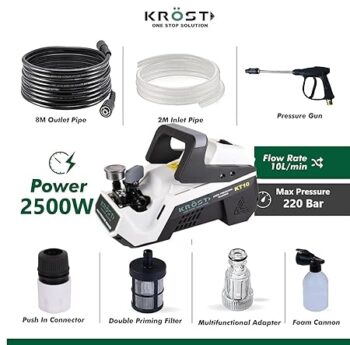 KROST 2500 Watt, Pressure 220 BAR Washer High Pressure Pump, Flow Rate 10L/Min, Heavy Duty Deep-Cleaner Washing Machine for Cars, Bikes, Floor & Home | Copper Winding (Pressure Washer) - Image 5