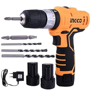 INGCO CIDLI1232 Lithium-ion Impact Drill 20 NM Cordless 18+1+1 Torque Settings 1500 RPM Speed 1.5 Ah Battery 2 Speed Gear with CR-V Bits LED Light for Home Improvement & Industrial Use