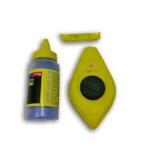 KROST Plastic Chalk Line Reel Set 50’/15Metre with 115G Blue Chalk and Plastic Line Level (Yellow)