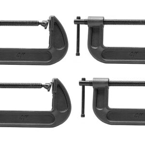 KROST 4” inch Industrial Heavy Duty G Clamp C Type Anti‑rust Universal Clamping Tool for woodworking and DIY Maximum Opening size 100mm (4PCS)