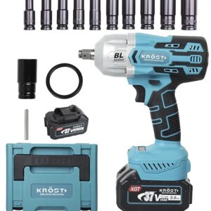 Krost Pro 1000Nm Cordless Impact Wrench with Dual Batteries & Impact Socket Set