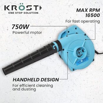 KROST Anti-Vibrate Electric Blower – Professional Air Blower – 750W Air Blower Machine – Blower for Cleaning Dust at Home, Office, Car (6-Months Warranty) (Single Speed) - Image 6