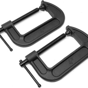 KROST 4” inch Industrial Heavy Duty G Clamp C Type Anti‑rust Universal Clamping Tool for woodworking and DIY Maximum Opening size 100mm (2PCS)