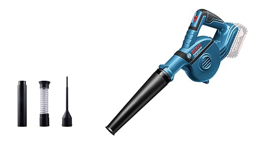 Bosch GBL 18V-120 Heavy Duty Cordless Blower 270 km/h Air Speed, 17,000 RPM, for Quick Cleanup, 1.1 kg + 4 Accessories (Solo Tool- 18V Batteries & Charger Sold Seperately), 1 Year Warranty