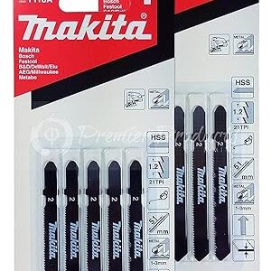 Makita 10 Piece – T Shank Jigsaw Blades For Jigsaws – Fast Cutting For Metal & Aluminum – 2 Inch Long with 21 TPI HSS