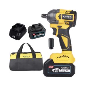 KROST 20V 550NM Cordless Impact Wrench XR Li-ion Brushless Impact Driver with 2 Batteries and Garage Tool Bag. (Impact Wrench)