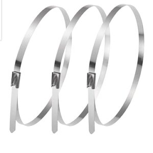 Stainless Steel Locking Cable Pipe Tie | Zip Tie Hoop Clamp, 4.6mm 5Pcs (4.6mmx200mm)