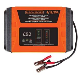BLACK+DECKER BC25 Automatic Battery Charger & Manual Control For Professional & Domestic Use 4/12/25 Amp 3 Speed, 1 Year Warranty, ORANGE & BLACK