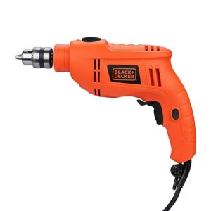 BLACK+DECKER TB555 550W 10mm Corded Variable Speed Reversible Hammer Drill Machine For Home & DIY Use for drilling into masonry, steel and wood, 1 Year Warranty, ORANGE & BLACK
