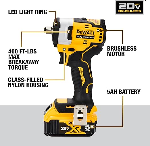 DEWALT DCF911P2 20V MAX* 1/2 Cordless Impact Wrench with Hog
