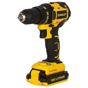 STANLEY SBD201D2K 18V,13mm Li-ion Brushless Cordless Drill Machine Driver-2×1.5Ah Batteries Included.
