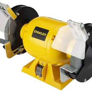 STANLEY STGB3715 373W 152mm Bench Grinder (Yellow) with 2 Eye Shields